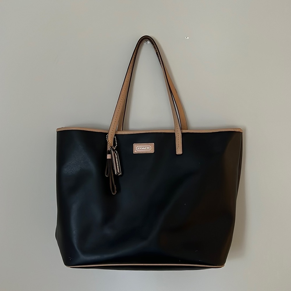 Black and Tan Authentic Coach Tote Bag